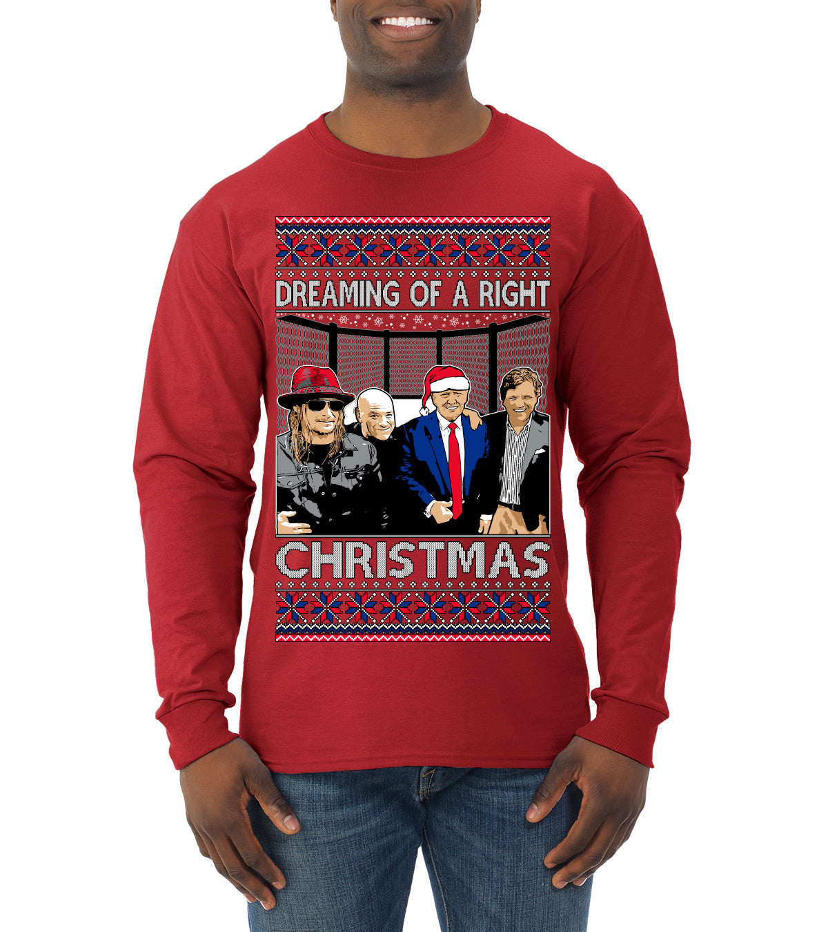 Dreaming of a right christmas conservative crew  Ugly Christmas Sweater Mens Long Sleeve Shirt