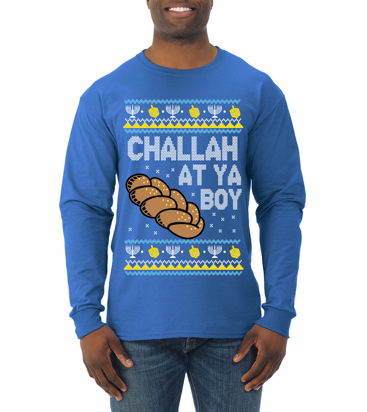 Challah At Ya Boy Ugly Christmas Sweater Mens Long Sleeve Shirt