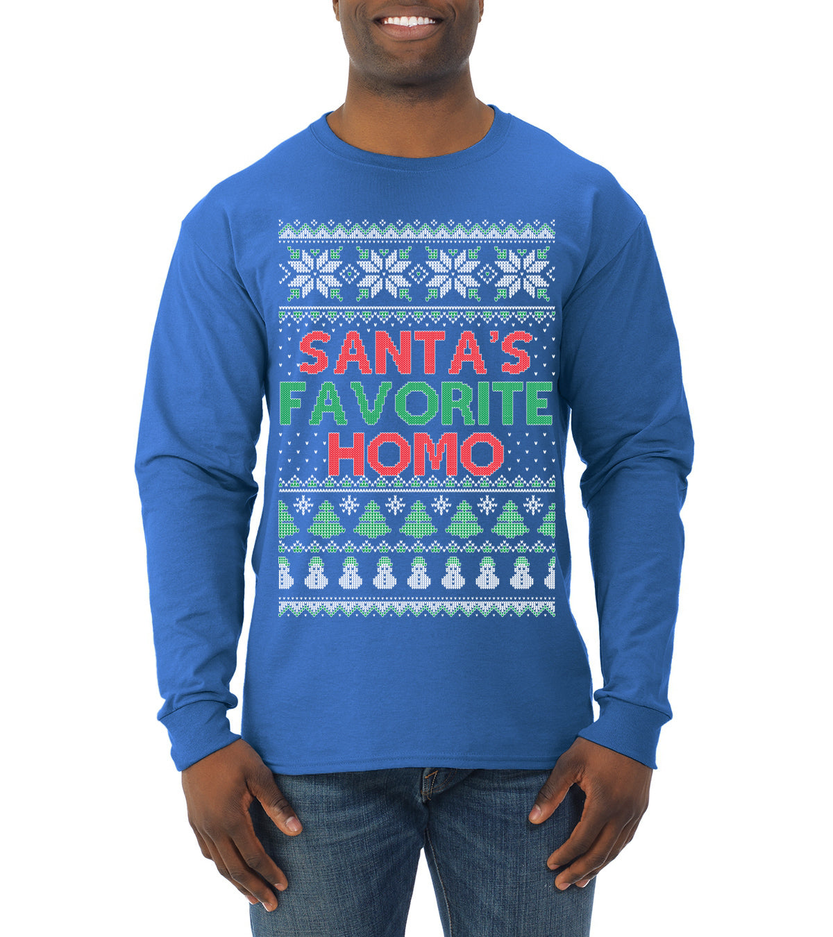 Santa's Favorite Homo Ugly Christmas Sweater Mens Long Sleeve Shirt