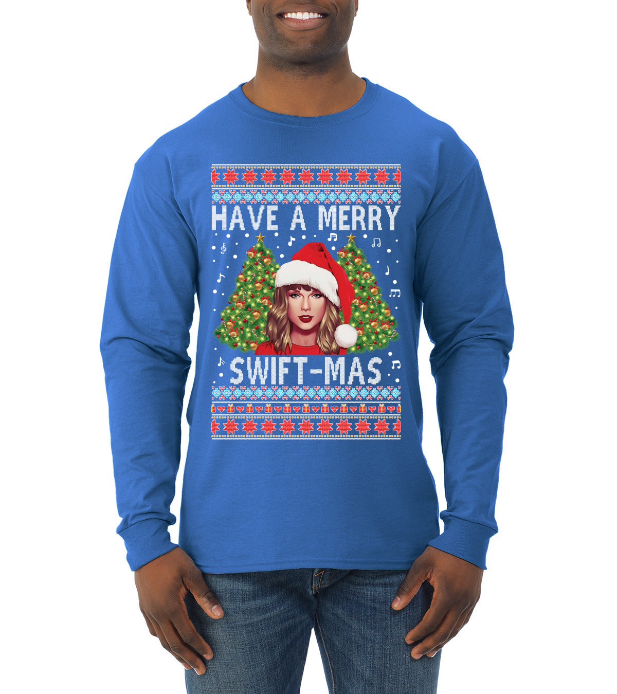 Merry Swiftmas Ugly Christmas Sweater Mens Long Sleeve Shirt