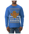 Bite This, Funny Gingerbread Cookie Offensive Inappropriate Middle Finger, F U Ginger Bread Dirty Novelty Xmas Ugly Christmas Sweater Mens Long Sleeve Shirt