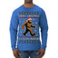 Merry Christmas Ya Filthy Humans Funny Sasquatch Bigfoot Ugly Christmas Sweater Mens Long Sleeve Shirt