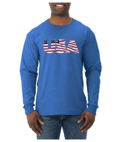 USA Winter Team Sports Fan Collection | USA Flag Fill Design Sweater, Unisex Mens Long Sleeve Shirt