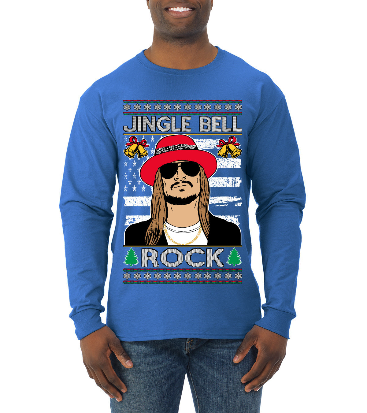 Jingle Bell Rock Kid Rapper Country Music Ugly Christmas Sweater Mens Long Sleeve Shirt