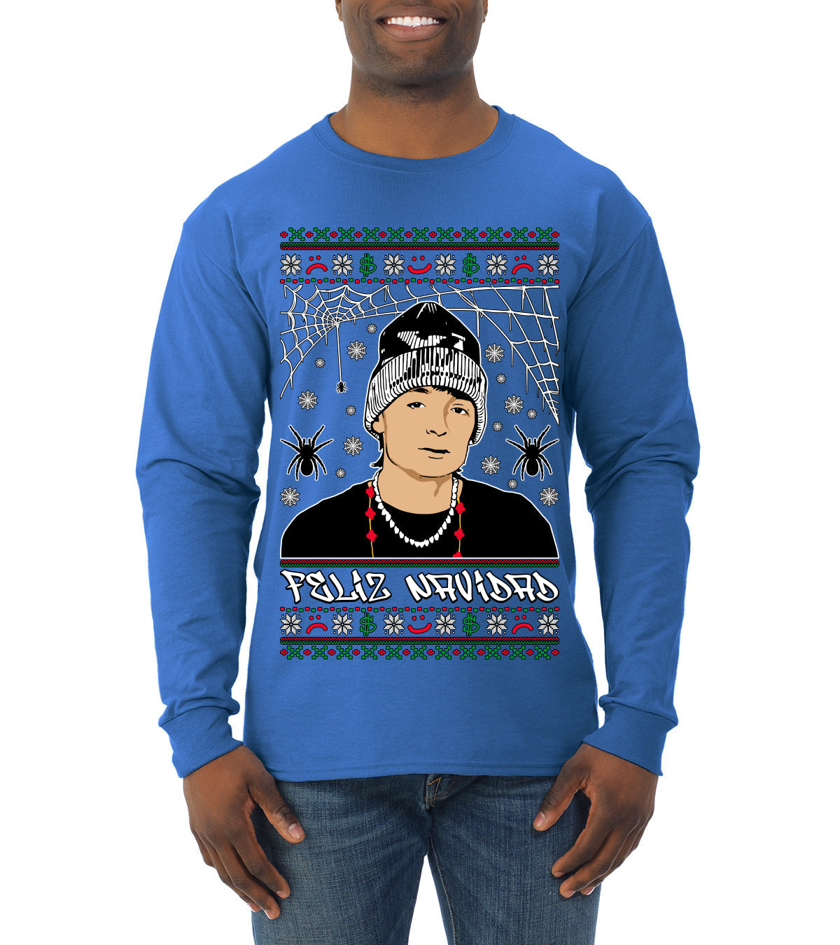 Peso Feliz Navidad Pluma Ugly Christmas Sweater Mens Long Sleeve Shirt