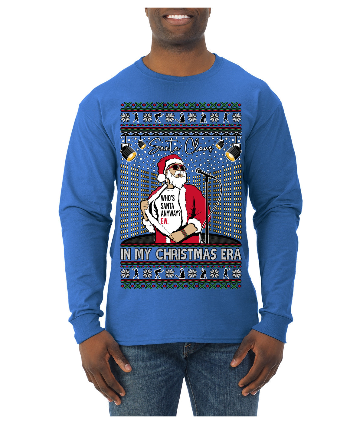 Santa Claus In My Christmas Era Xmas Ugly Christmas Sweater Mens Long Sleeve Shirt