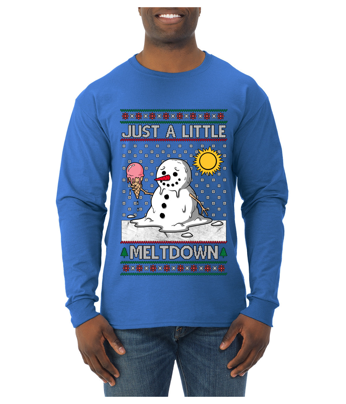 Just A Little Meltdown, Ugly Christmas Sweater Mens Long Sleeve Shirt