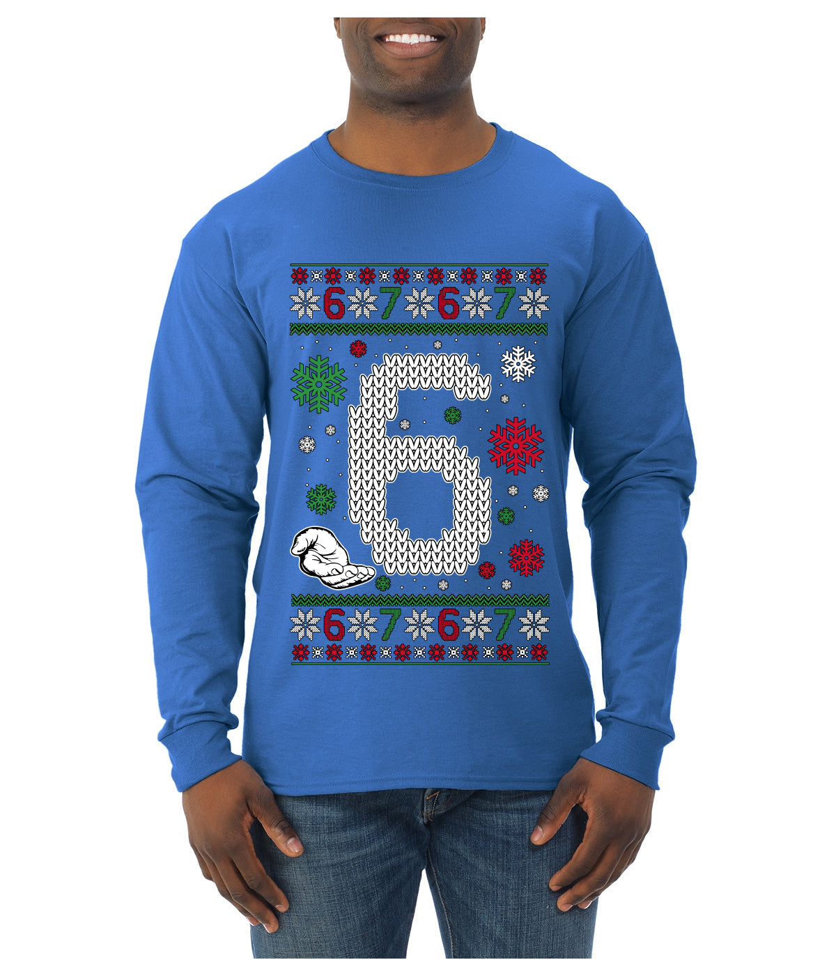 Christmas 6 Meme, Ugly Christmas Sweater Unisex Mens Long Sleeve Shirt
