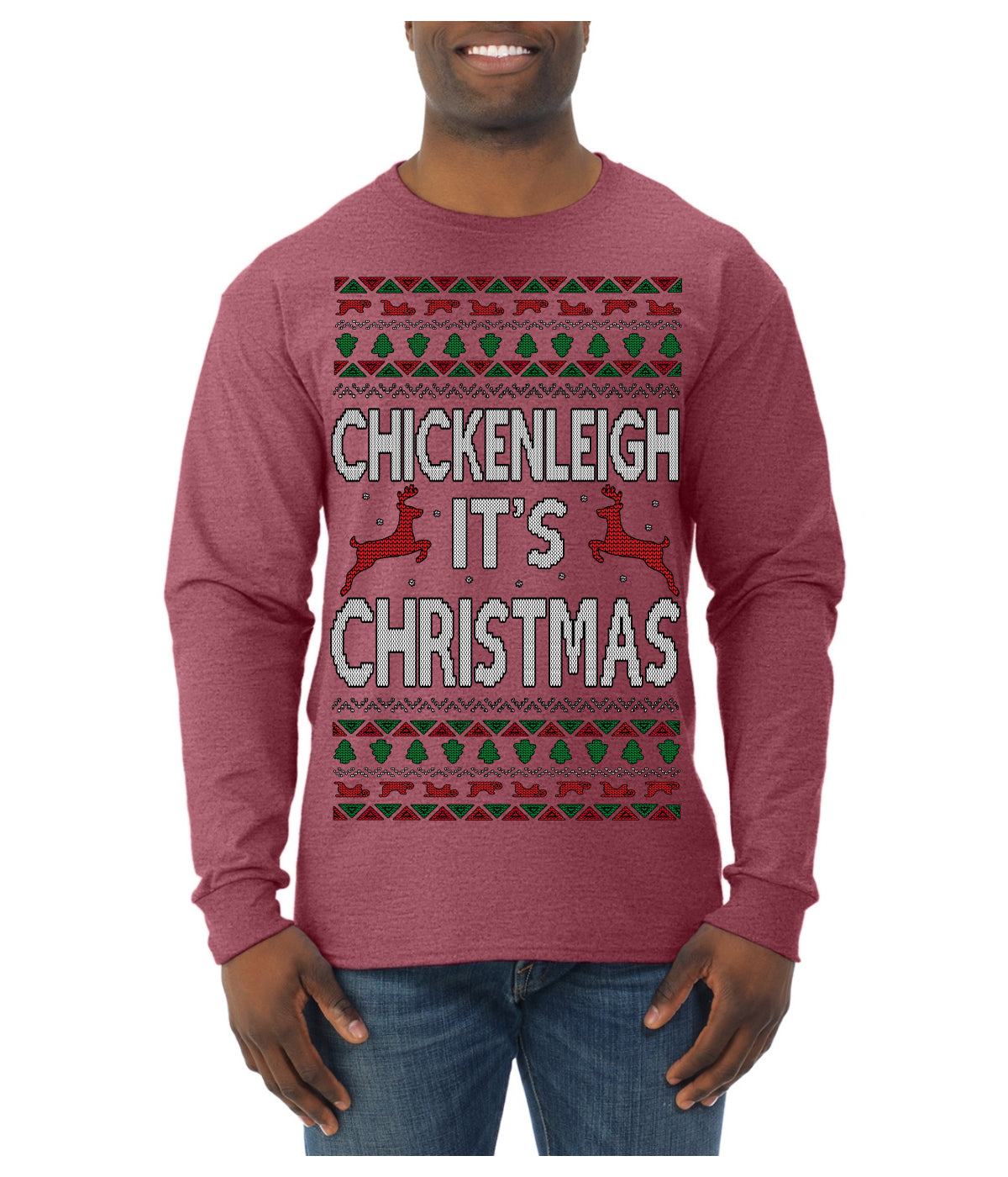 Chickenleigh It's Christmas Funny Viral Trending Meme Ugly Christmas Sweater Mens Long Sleeve Shirt