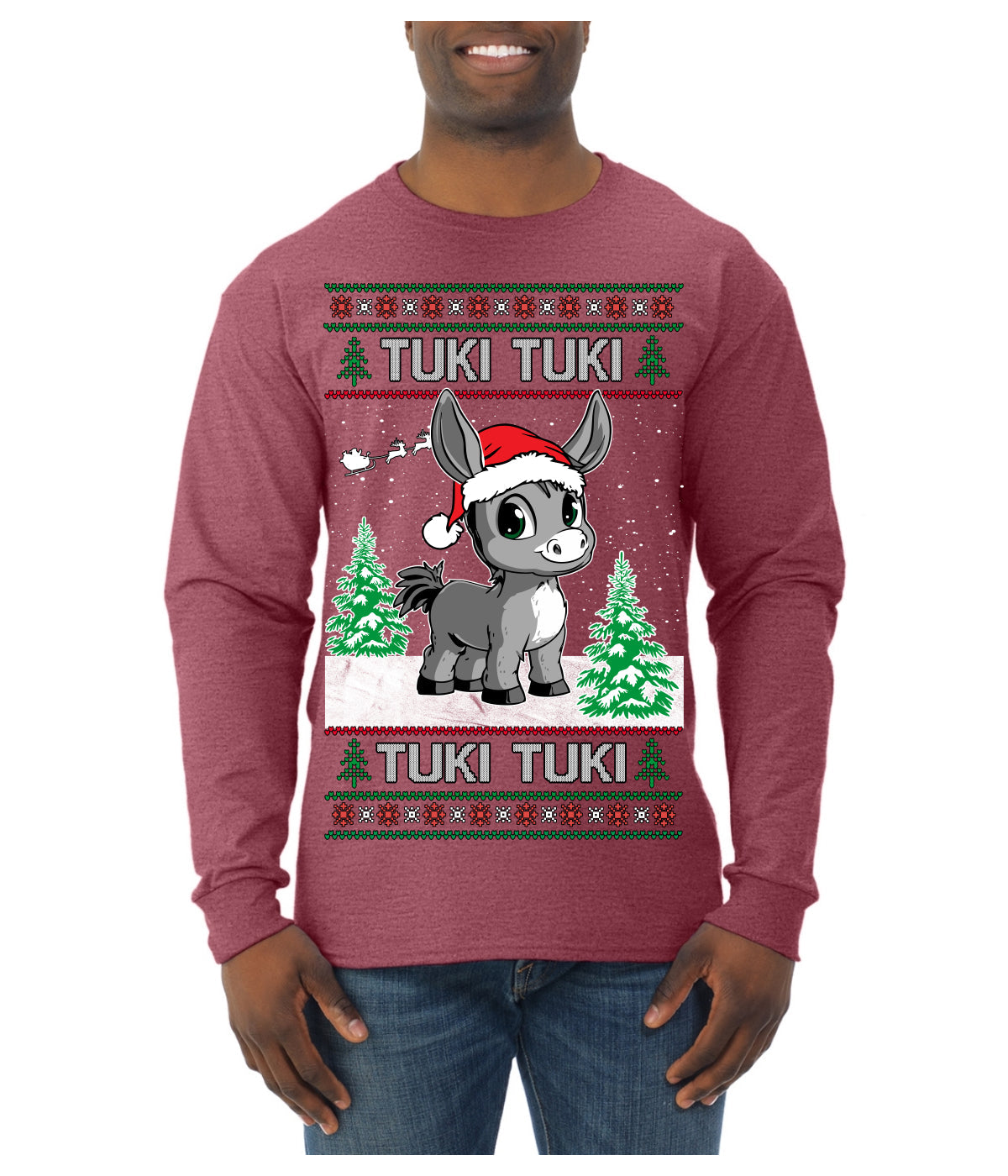 Tuki Tuki Tuki Funny Spanish Music Lyrics Ugly Christmas Sweater Mens Long Sleeve Shirt