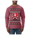 What Happens on Santa's Lap Stays on Santa's Lap, Funny Dirty X Rated Naughty Ugly Christmas Sweater Mens Long Sleeve Shirt