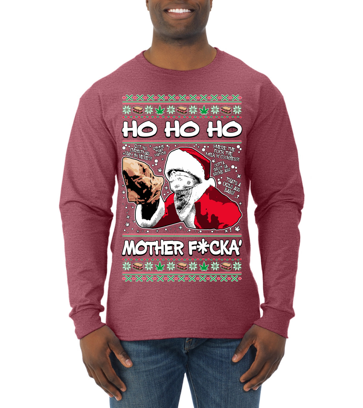 Friday Hood Santa  Ugly Christmas Sweater Mens Long Sleeve Shirt