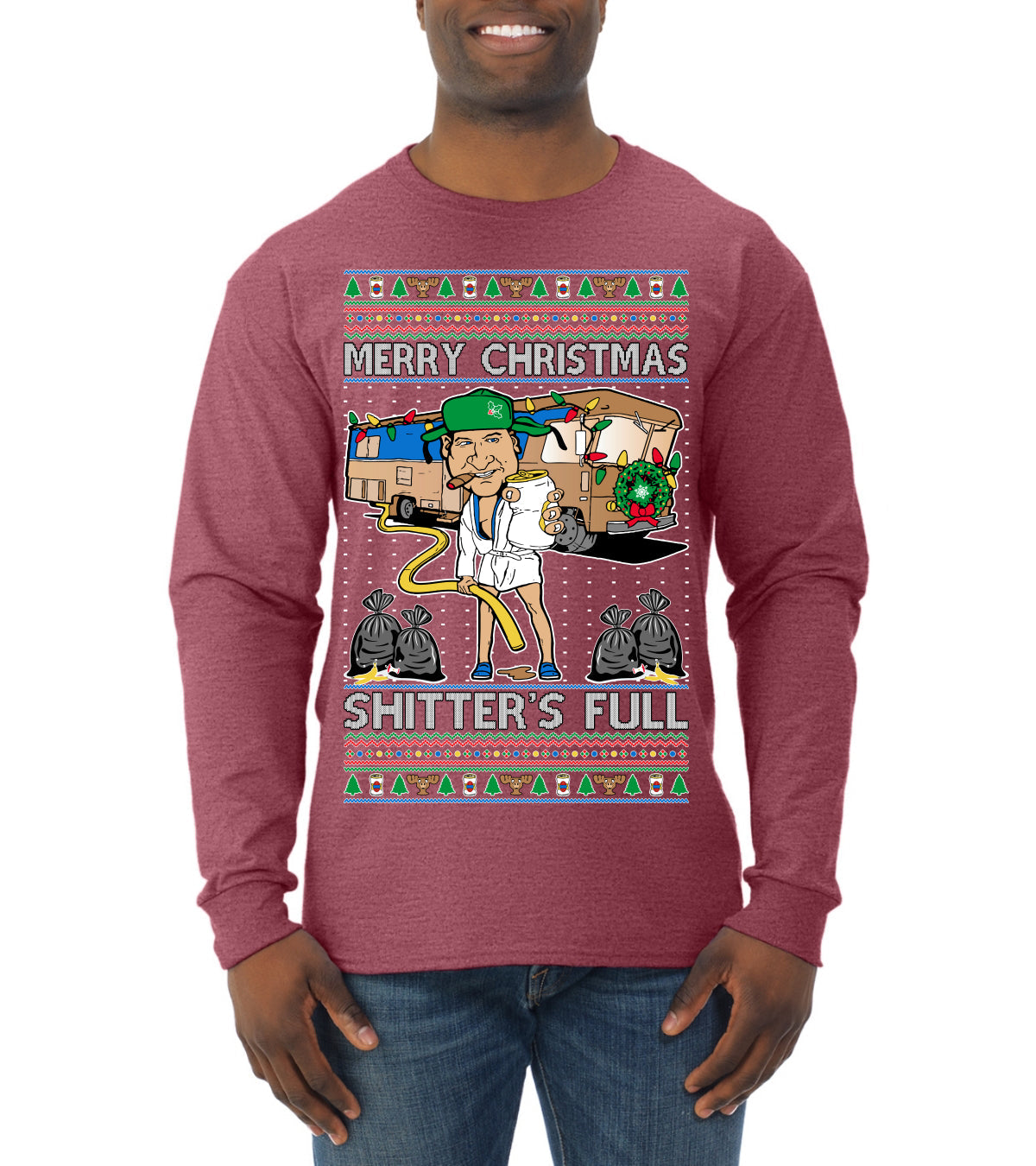 Merry Christmas Shitter's Full Ugly Christmas Sweater Mens Long Sleeve Shirt