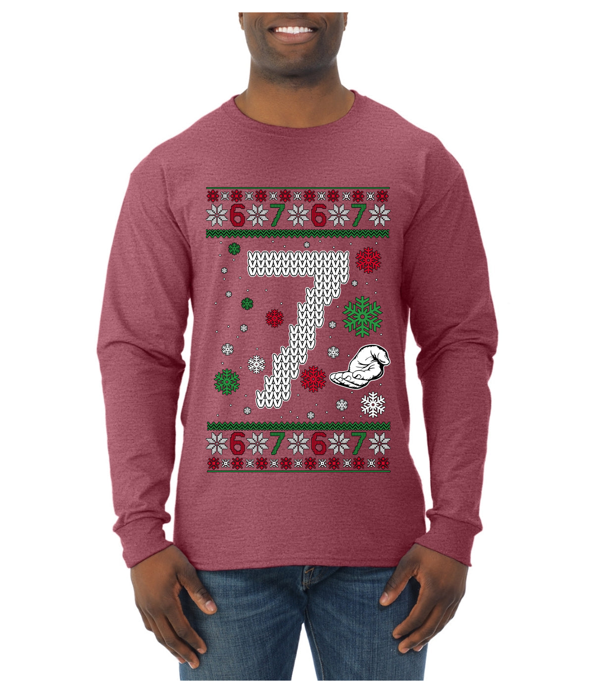 Christmas 7 Meme, Ugly Christmas Sweater Unisex Mens Long Sleeve Shirt