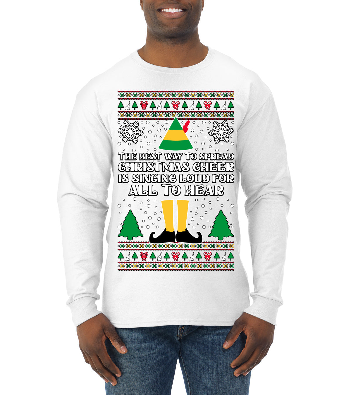 Spread Christmas Cheer Sing Loud For All To Hear Ugly Christmas Sweater Mens Long Sleeve Shirt