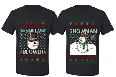 Snow Blower Snowman Sweater Girlfriend Boyfriend Gift His and Hers Matching Ugly Christmas Couple T-Shirt