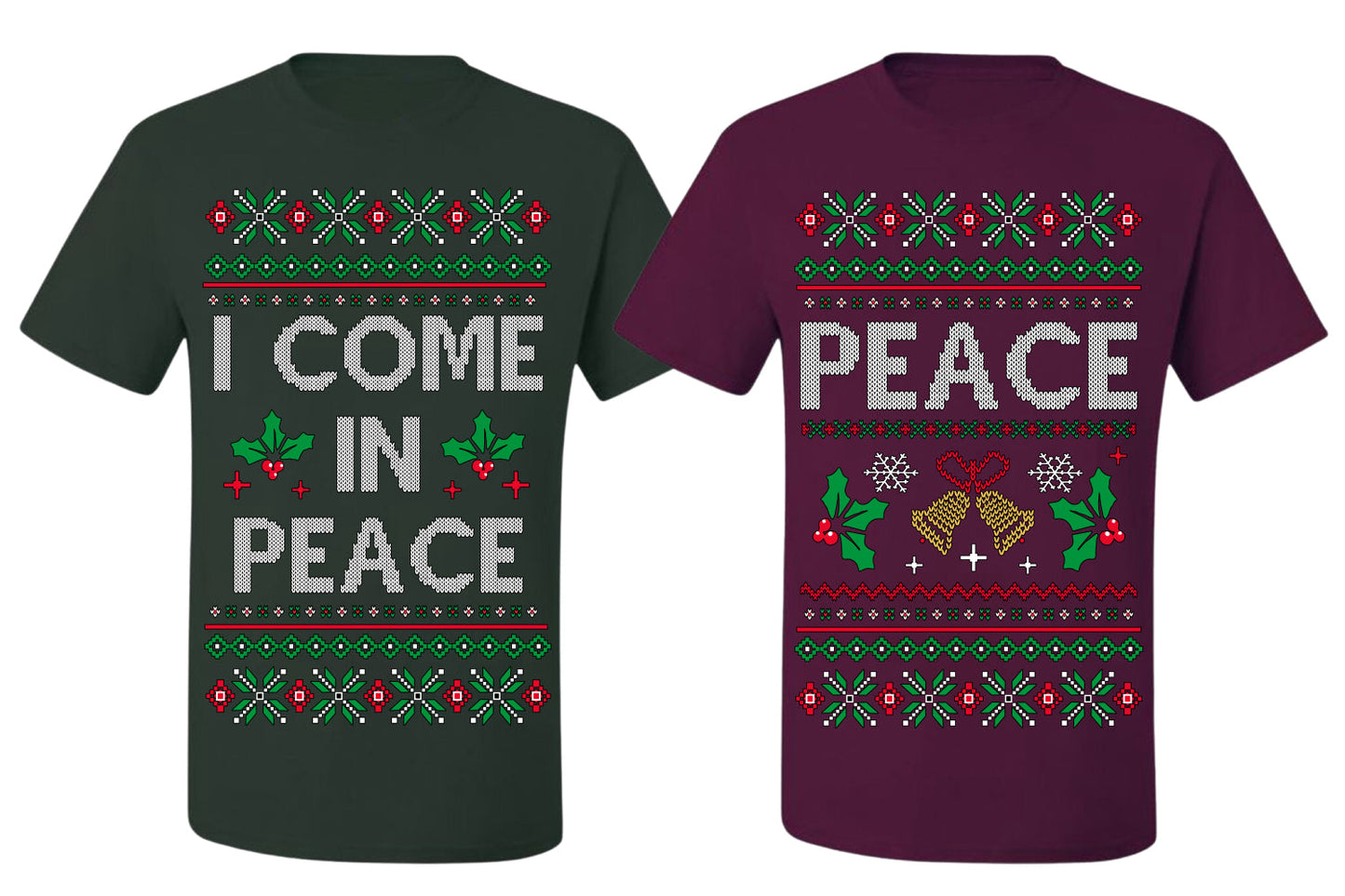 I Come in Peace Funny Matching His and Hers Couples Shirt Girlfriend Boyfriend Gift His and Hers Matching Ugly Christmas Couple T-Shirt