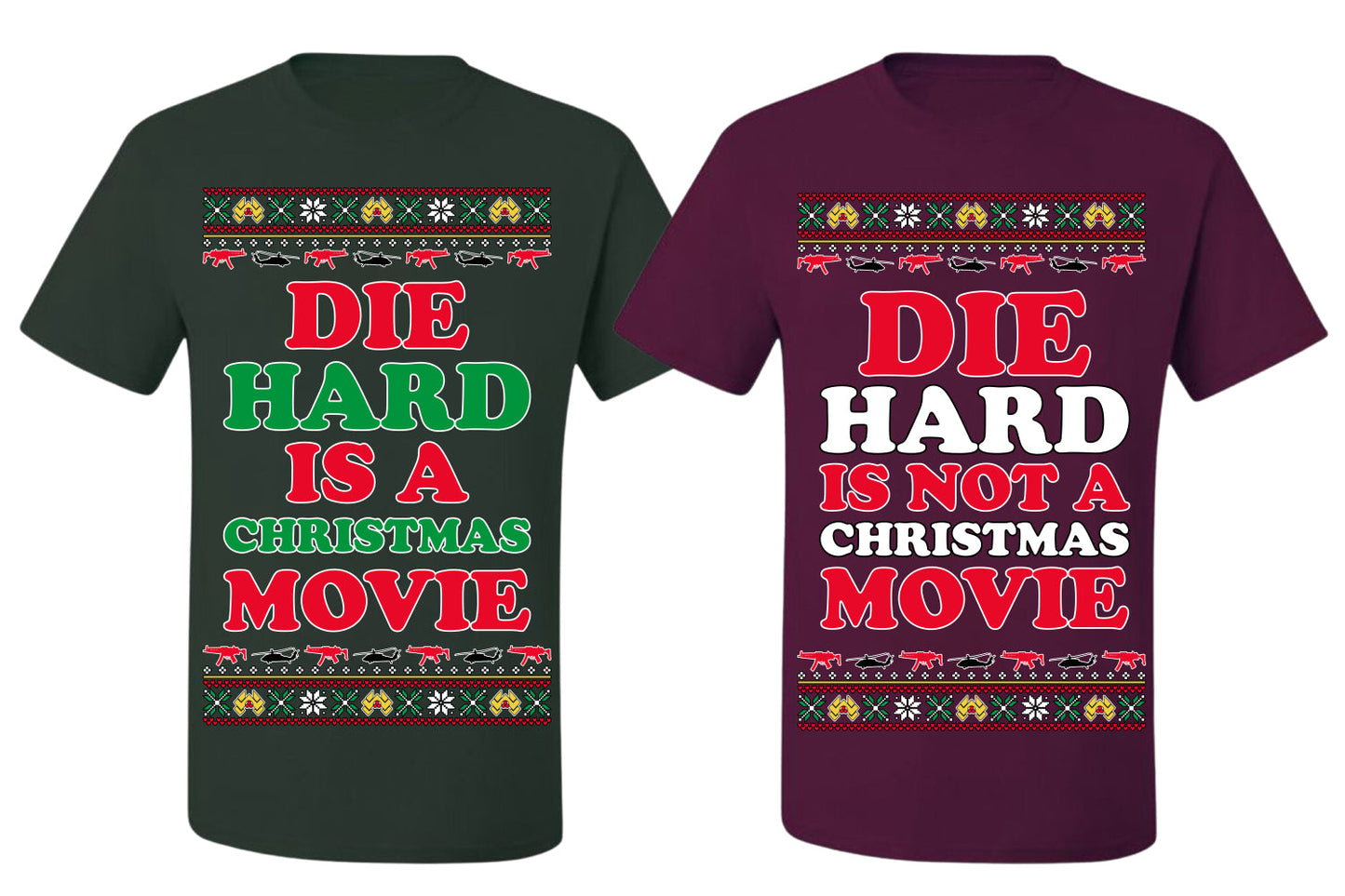 Die Hard is a Not Christmas Movie | McClane Nakatomi Matching His and Hers Couples Shirt Girlfriend Boyfriend Gift His and Hers Matching Ugly Christmas Couple T-Shirt