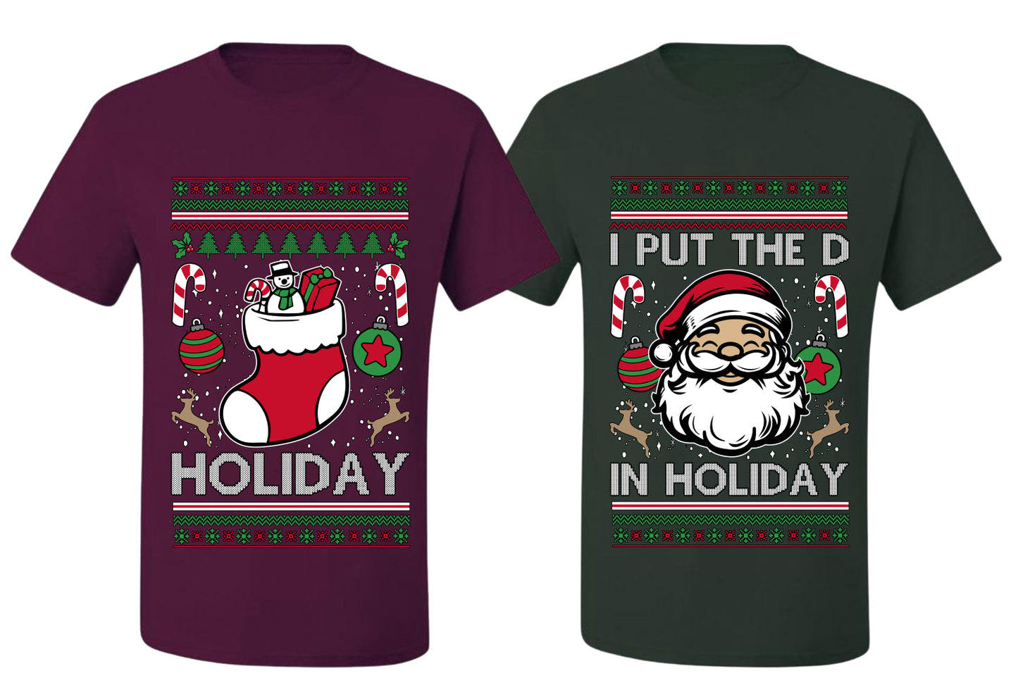 I Put The D In Holiday Sweater Girlfriend Boyfriend Gift His and Hers Matching Ugly Christmas Couple T-Shirt