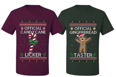 Official Candy Cane Licker Gingerbread Taster Sweater Girlfriend Boyfriend Gift His and Hers Matching Ugly Christmas Couple T-Shirt