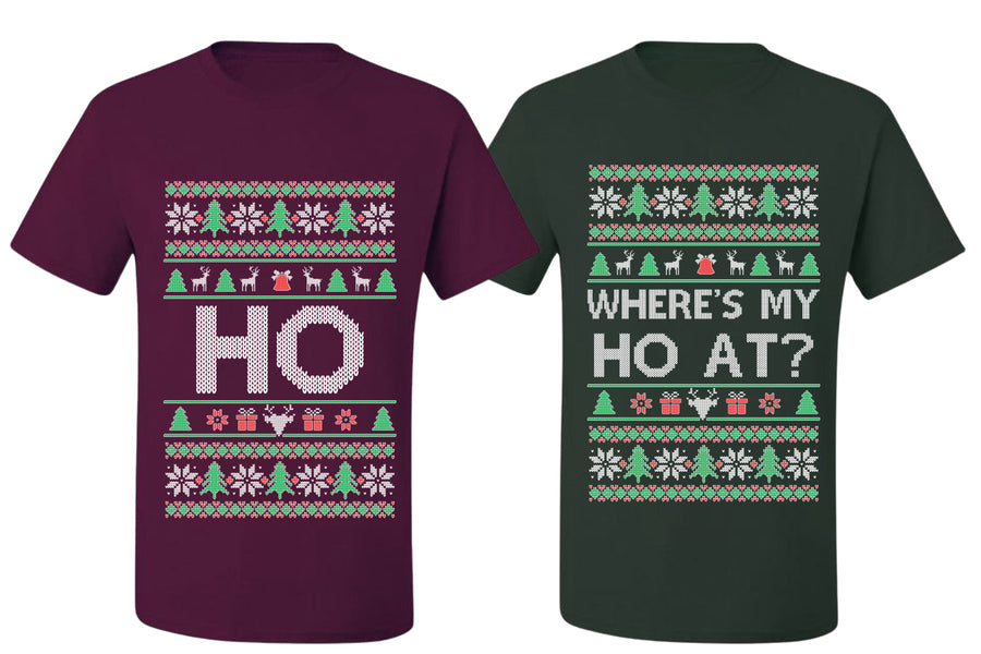 Where's My Ho At? Ho Sweater Girlfriend Boyfriend Gift His and Hers Matching Ugly Christmas Couple T-Shirt