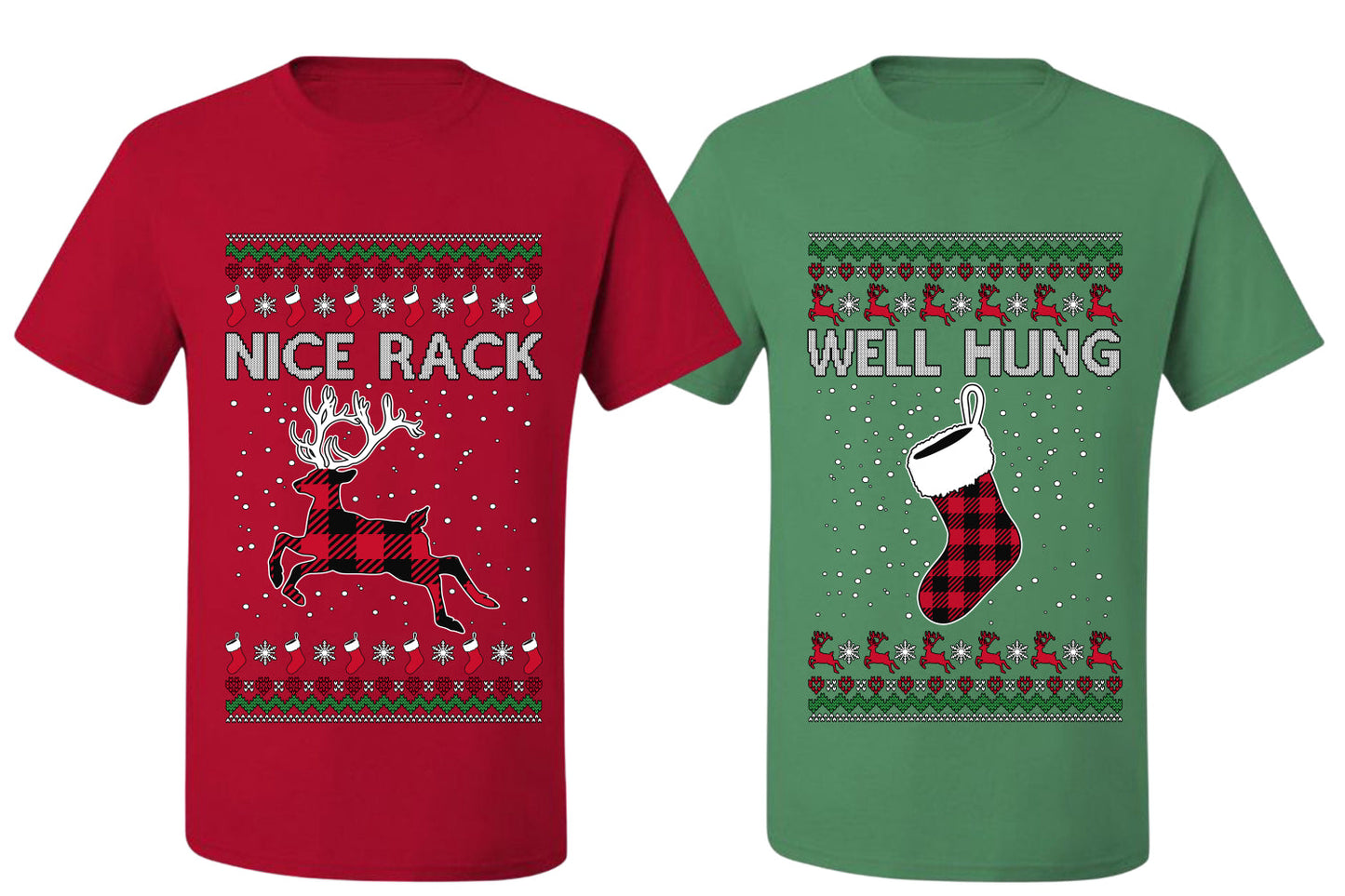 Nice Rack, Well Hung Sweater Girlfriend Boyfriend Gift His and Hers Matching Ugly Christmas Couple T-Shirt