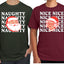 Naughty, Nice Santa Claus Mrs Claus Couples Shirt Girlfriend Boyfriend Gift His and Hers Matching Ugly Christmas Couple T-Shirt