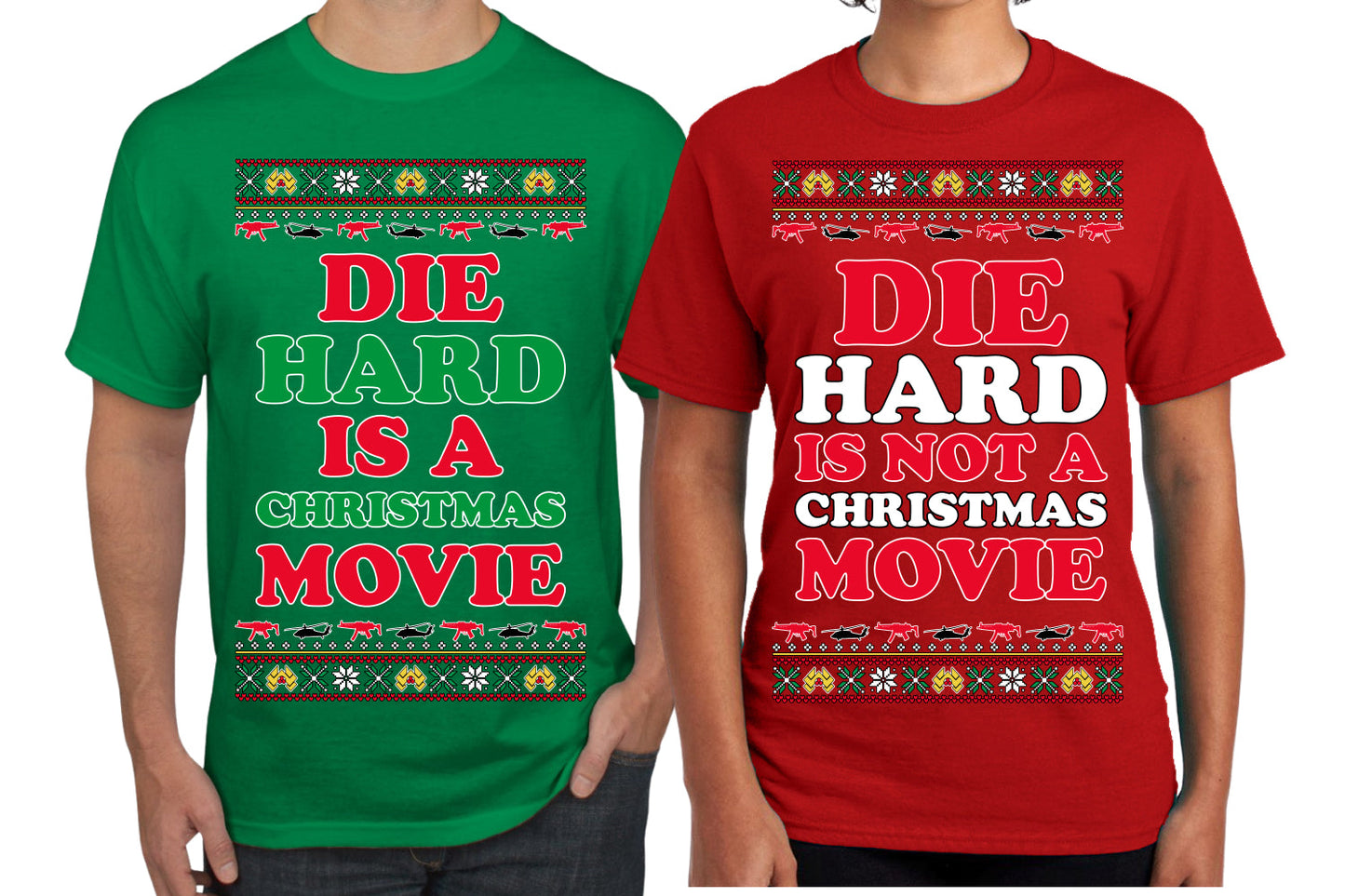 Die Hard is a Not Christmas Movie | McClane Nakatomi Matching His and Hers Couples Shirt Girlfriend Boyfriend Gift His and Hers Matching Ugly Christmas Couple T-Shirt