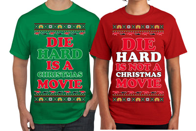 Die Hard is a Not Christmas Movie | McClane Nakatomi Matching His and Hers Couples Shirt Girlfriend Boyfriend Gift His and Hers Matching Ugly Christmas Couple T-Shirt