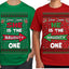 She is Naughty One, He is the Naughty One Funny Couples Shirt Girlfriend Boyfriend Gift His and Hers Matching Ugly Christmas Couple T-Shirt