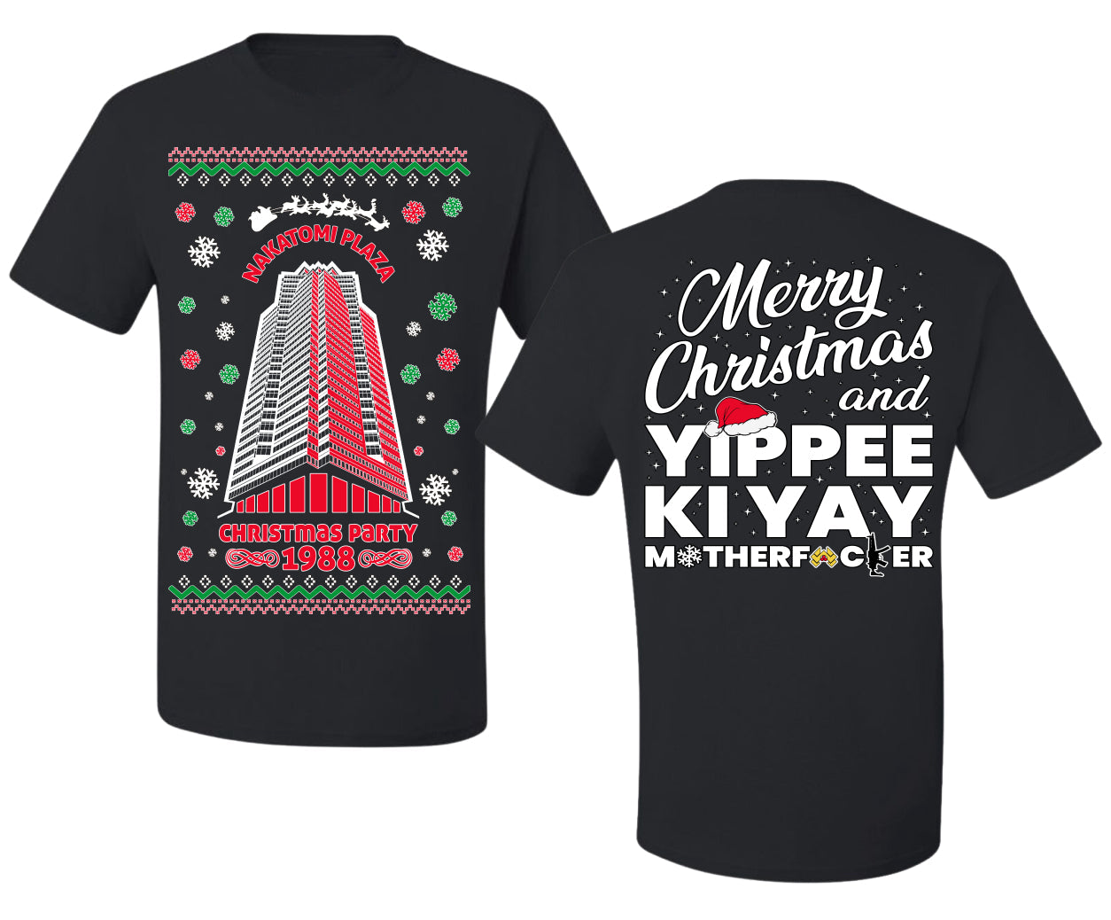 Nakatomi Plaza Christmas Party 1988 Ugly Christmas Front and Back Sweater Men's T-Shirt