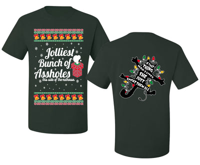 Jolliest Bunch of Assholes Xmas Movie Ugly Christmas Front and Back Sweater Men's T-Shirt