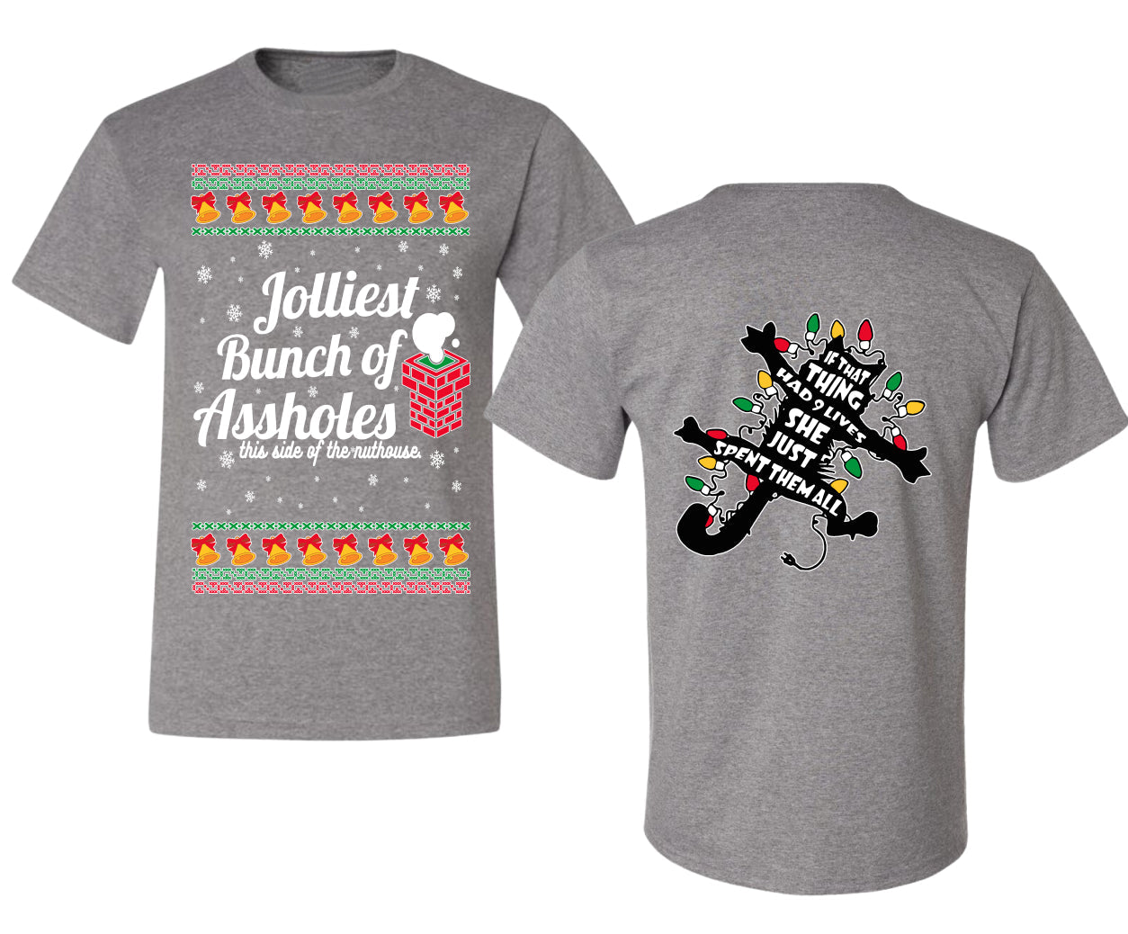 Jolliest Bunch of Assholes Xmas Movie Ugly Christmas Front and Back Sweater Men's T-Shirt