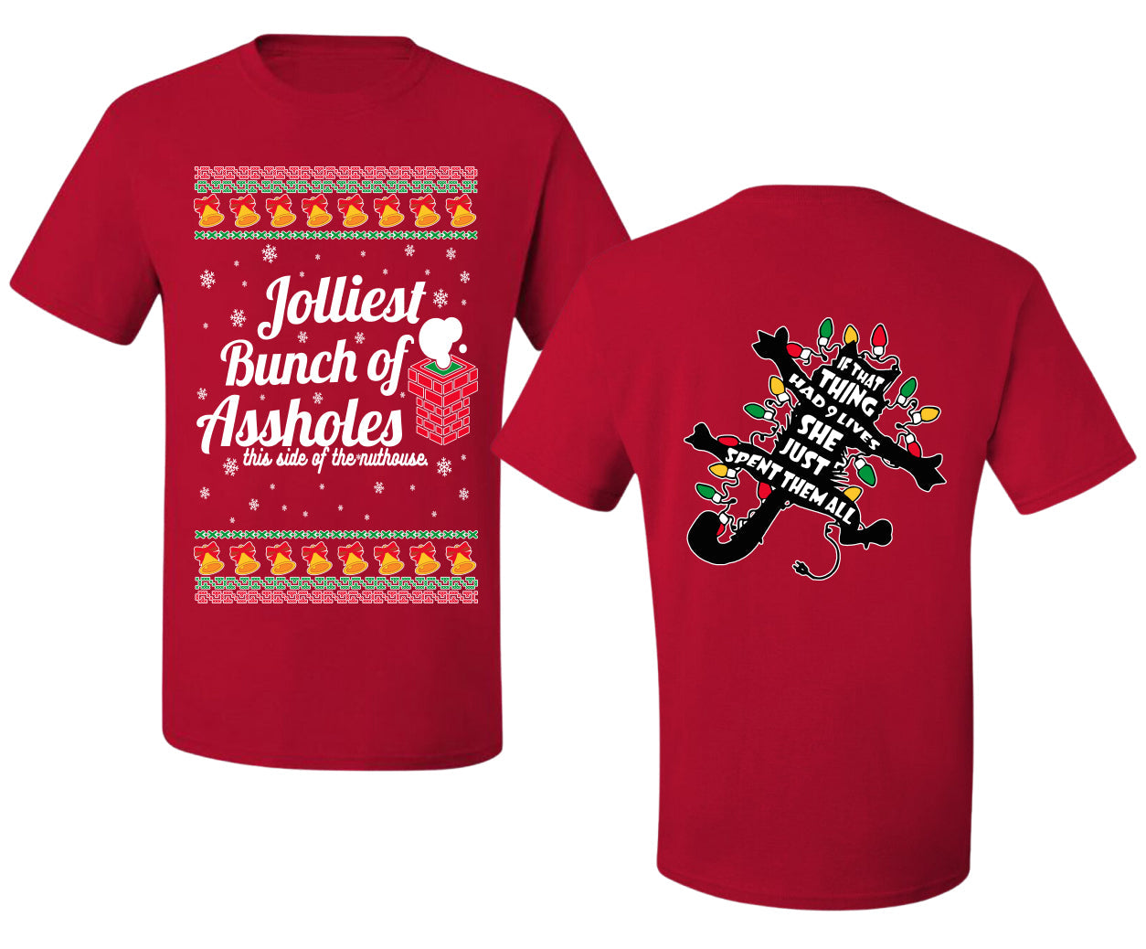 Jolliest Bunch of Assholes Xmas Movie Ugly Christmas Front and Back Sweater Men's T-Shirt