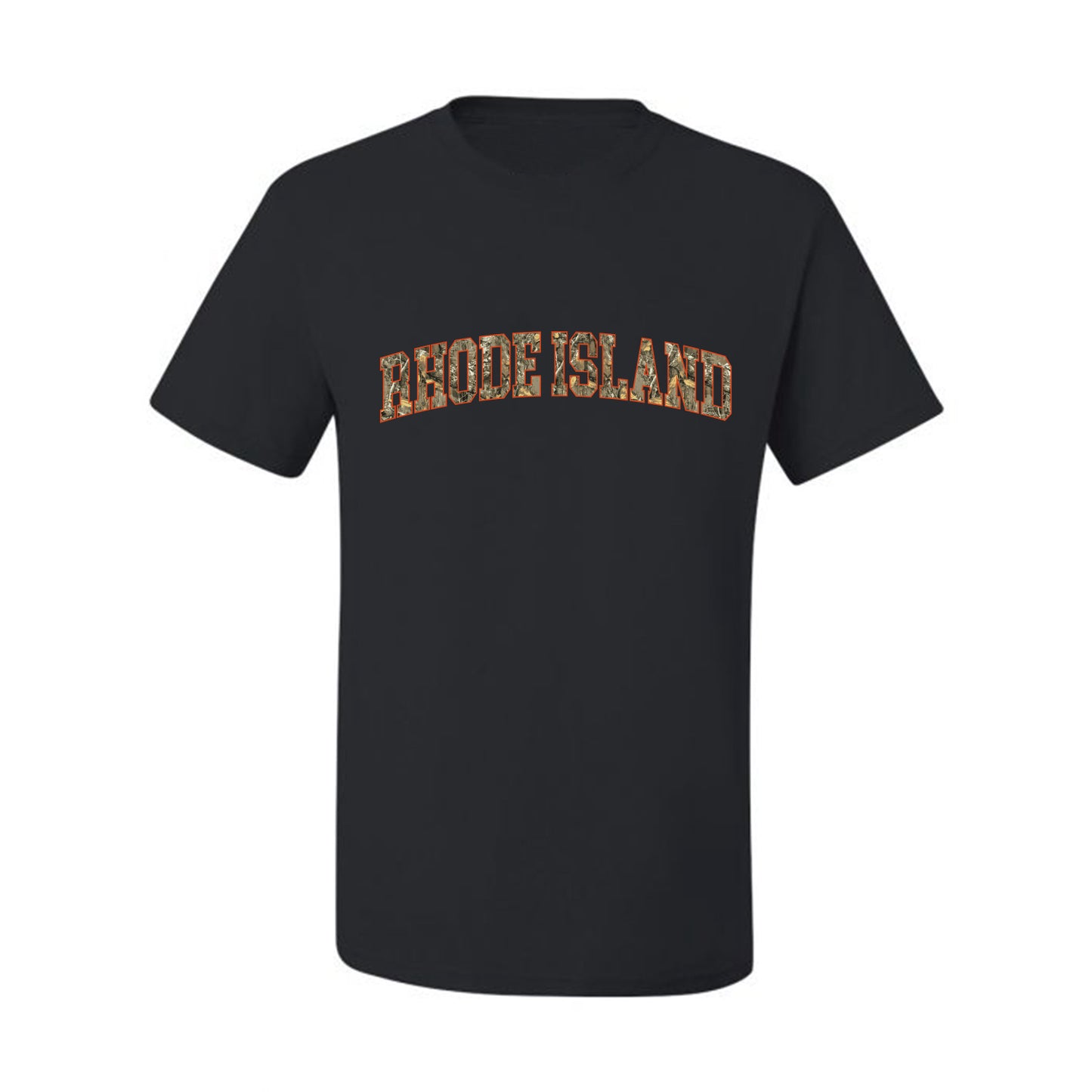 Rhode Island  Camo Fill Orange Outline Sweater, Unisex Men's T-Shirt