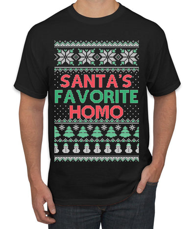 Santa's Favorite Homo Ugly Christmas Sweater Men's T-Shirt