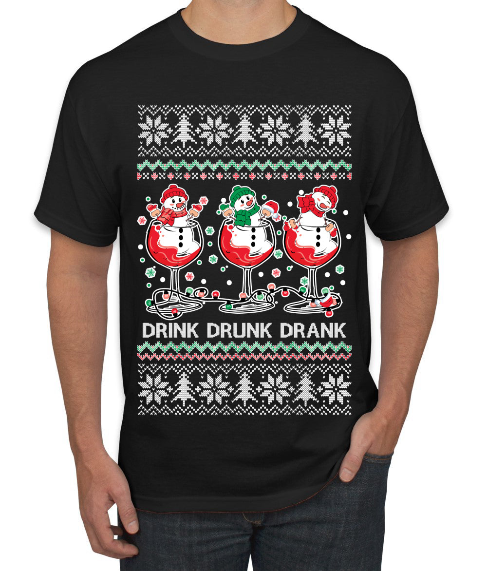 Holiday Spirits Drink Drank Drunk Snowmen Ugly Christmas Sweater Men's T-Shirt