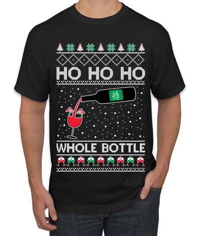 Ho Ho Ho Whole Bottle Wine Spirits Ugly Christmas Sweater Men's T-Shirt