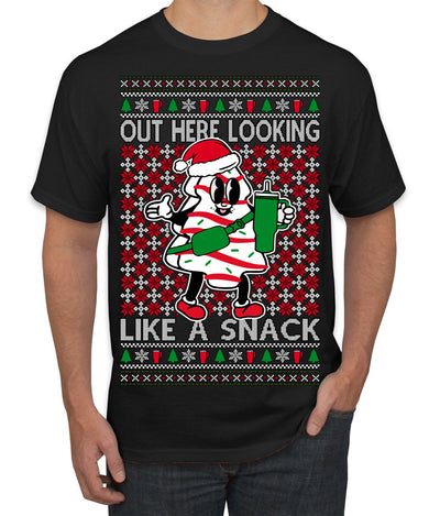 Out Here Looking Like a Snack Funny Cute Christmas Cookie Ugly Christmas Sweater Men's T-Shirt