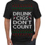 Drunk Cigs Don't Count Funny Cigarette Smoker Cig Ugly Christmas Sweater Men's T-Shirt