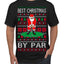 Best Christmas By Par Funny Santa Golfing Pun Sports Golf Ugly Christmas Sweater Men's T-Shirt