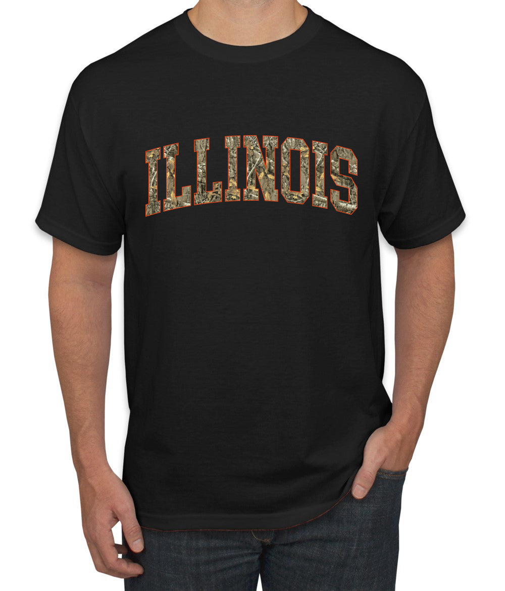 Illinois  Camo Fill Orange Outline Sweater, Unisex Men's T-Shirt