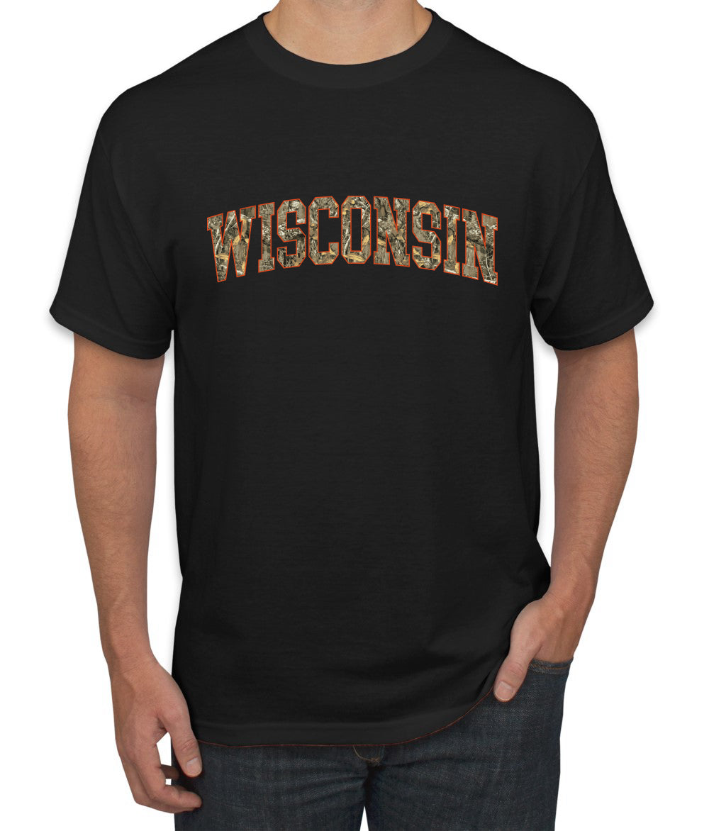Wisconsin  Camo Fill Orange Outline Sweater, Unisex Men's T-Shirt