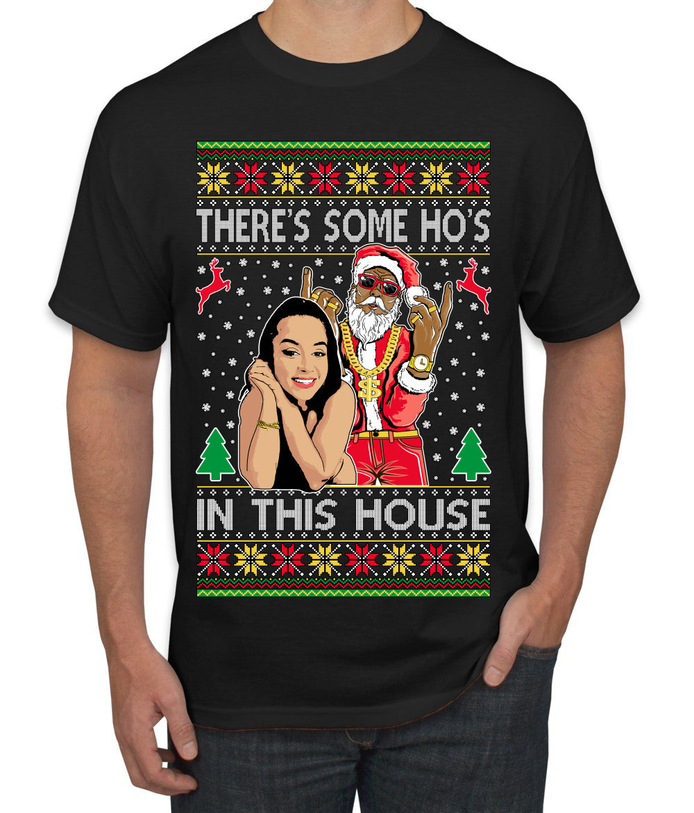 Santa the Plug Hos In This House  Ugly Christmas Sweater Men's T-Shirt