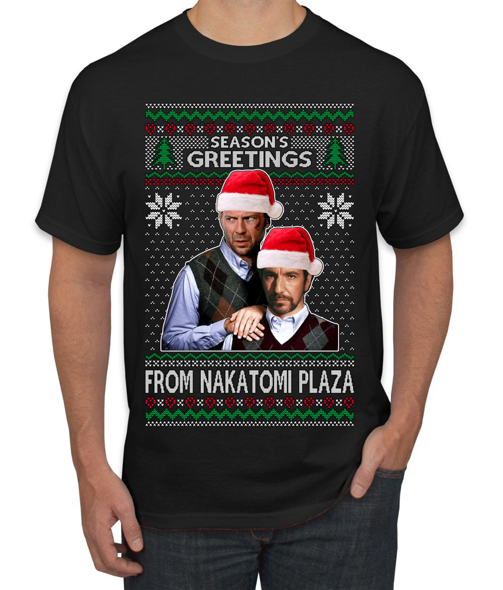 Season's Greeting From Nakatomi Plaza Ugly Christmas Sweater Men's T-Shirt