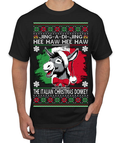 Jing a Di Jing Dominick the Italian Christmas Donkey Ugly Christmas Sweater Men's T-Shirt