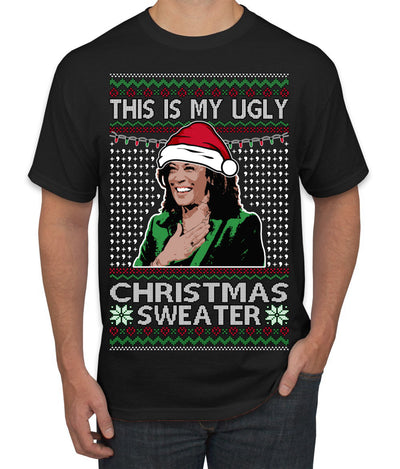 This Is My Ugly Sweater Funny Santa Kamala Harris Ugly Christmas Sweater Men's T-Shirt