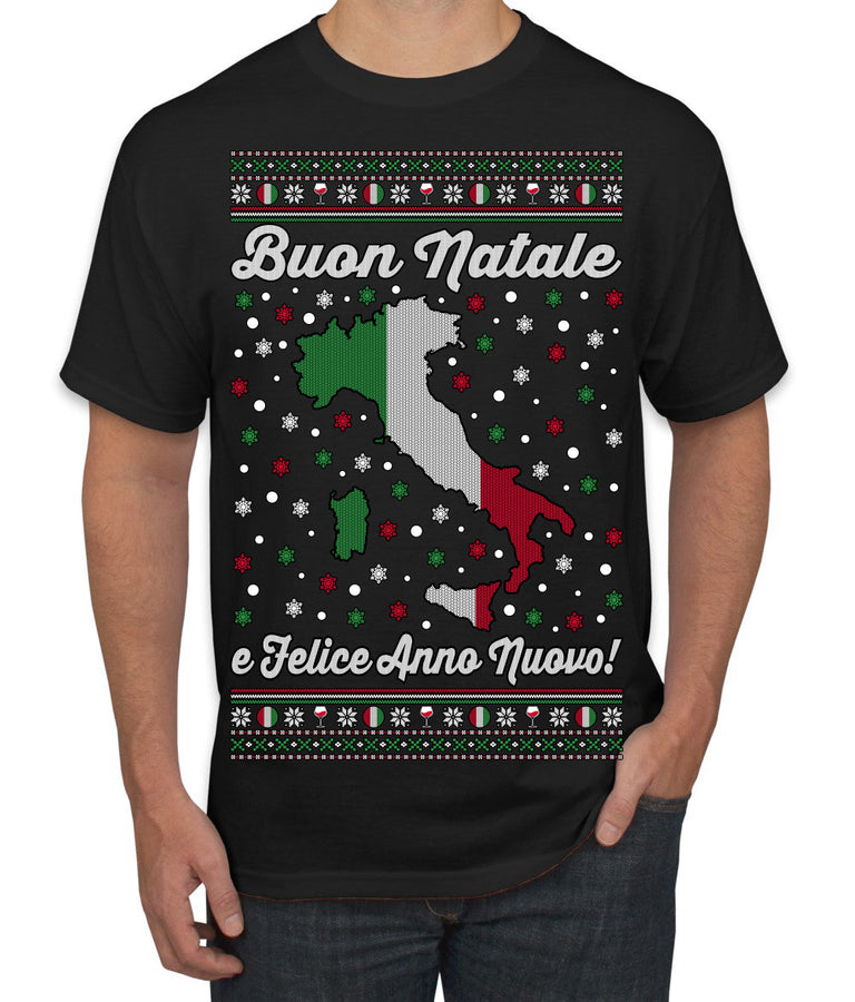 Buon Natale e Felice Anno Nuovo! Merry Christmas and Happy New Year Ugly Christmas Sweater Men's T-Shirt