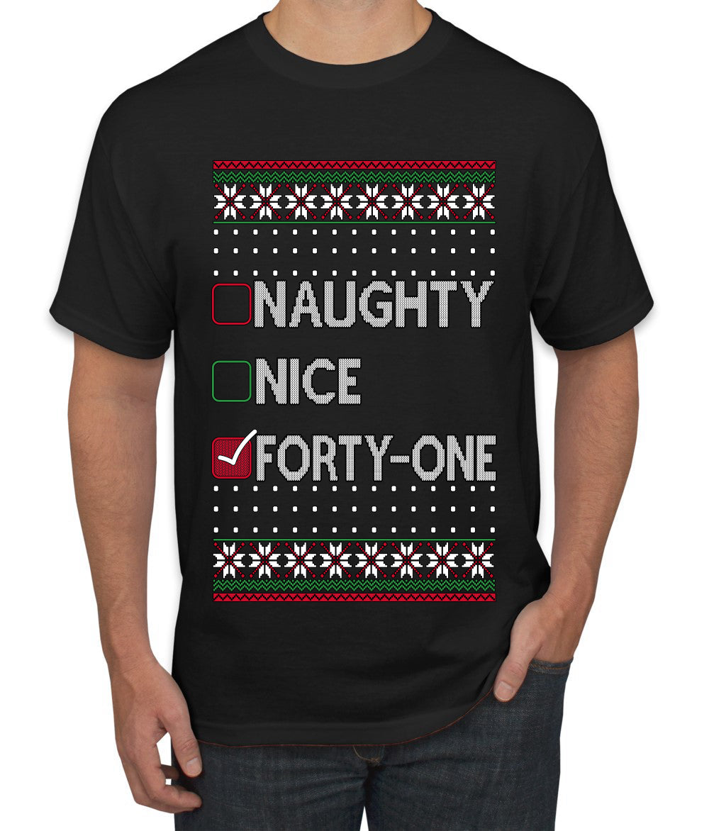 Naughty Nice 41, Simple List, Ugly Christmas Unisex Sweater, Funny Meme, Ugly Christmas Sweater Men's T-Shirt