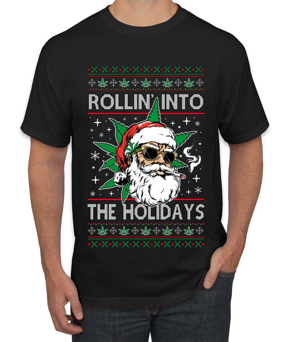 Rollin' Into The Holidays Christmas Sweater, Ugly Christmas Sweater Men's T-Shirt
